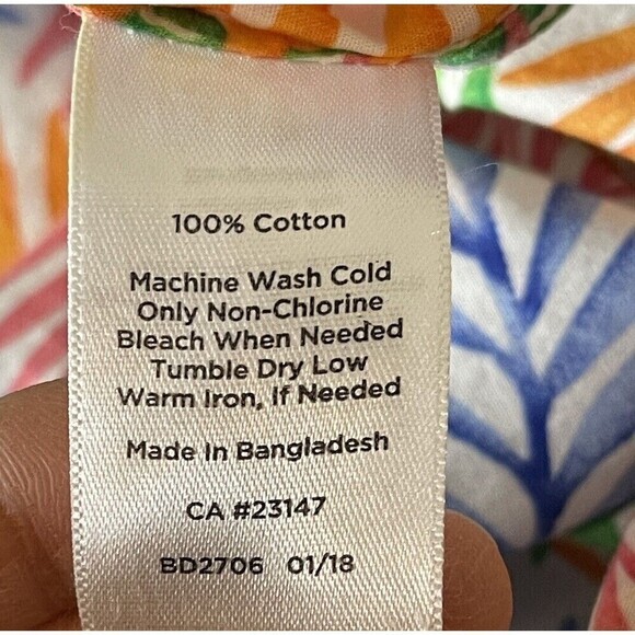 Talbots Leafy Print Popover Tunic top Size XL Long Sleeve Tassels Hem Tropical - Picture 7 of 8